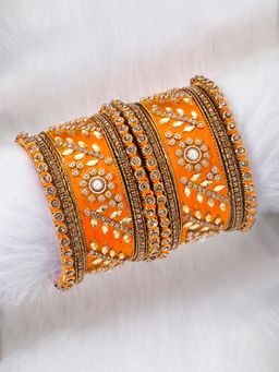 Peora - Designer Silk Thread Chuda Bangle Set for Women Size - 2.6 inch (PF51B19ORG)