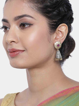 Peora - Traditional German Silver Two Tone Dangler Fancy Earrings Antique Jewellery-PF55E79R