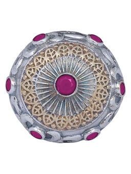 Peora - Indian Traditional Jaipur Mart Dual Tone German Oxidised Silver Plated Stone Ring-PF55R04R