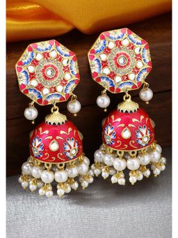 Peora - Traditional Jewellery Gold Plated Meenakari Handcrafted Jhumka Jhumki Earrings-PF66E29RP
