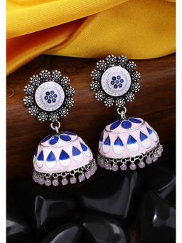 Peora - Silver Plated Oxidised Jhumka Jhumki Earrings Jewellery-PF66E30PK