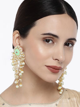 Peora - Traditional Designer Kundan Enamel Gold Plated Earring Jewellery-PF66E37MNT