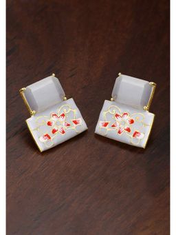 Peora - Fashion Western Crystal Stone Gold Plated Beautiful Enamel Work Earring Jewellery-PF66E52GRY