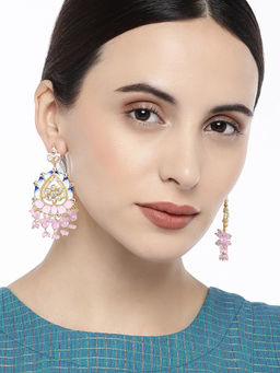 Peora - Fashion Enamel Meenakari Hanging Long Dangle Drop Earrings Jewellery-PF66E66PK