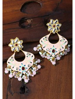 Peora - Traditional Gold Plated Kundan Drop Earrings Jewellery Set-PF66E72PK