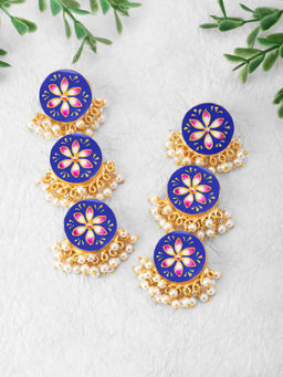 Peora - Gold Plated Handmade Meenakari Dangle Drop Layered Earrings for Women-PF66E75B