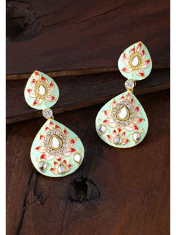Peora - Traditional Enamel Kundan Drop Earrings Jewellery Set-PF66E87MNT