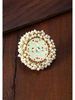 Peora - Traditional Enamel Meenakari Baby Pearl Round Finger Ring Jewellery-PF66R15MNT