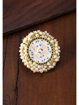 Peora - Traditional Enamel Meenakari Baby Pearl Round Finger Ring Jewellery-PF66R15PK