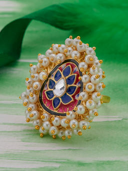 Peora - Ethnic Enamel Meenakari Handcrafted Adjustable Pear Shape Ring-PF66R32RP