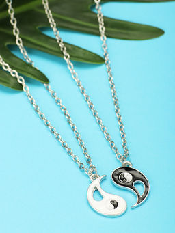 Peora - Stainless Steel Yin Yang Puzzle Matching Pendant Couples Necklace Chain-PFCCP08
