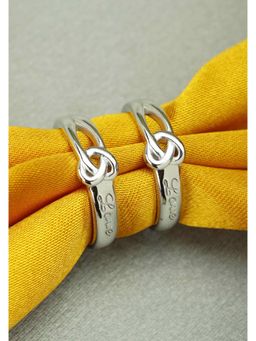 Peora - Silver Plated Classic Solitaire Couple Rings For Lovers Valentine Jewellery-PFCCR06