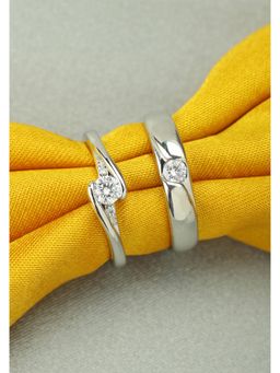 Peora - Silver Plated Classic Solitaire Adjustable Couple Rings Valentine Jewellery-PFCCR22