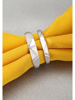 Peora - Silver Plated Classic Solitaire Adjustable Couple Rings Valentine Jewellery-PFCCR26
