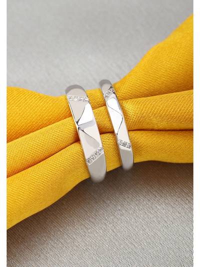 Silver Plated Classic Solitaire Adjustable Couple Rings Valentine Jewellery-PFCCR26