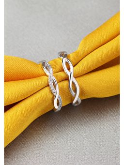 Peora - Silver Plated Classic Solitaire Adjustable Couple Rings Valentine Jewellery-PFCCR31