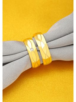 Peora - Gold Plated Designer Engagement Solitaire Couple Band Rings Jewellery-PFCCR48