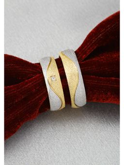 Peora - Silver Gold Plated Matte Finish Engagement Wedding Couple Band Rings Jewellery-PFCCR52