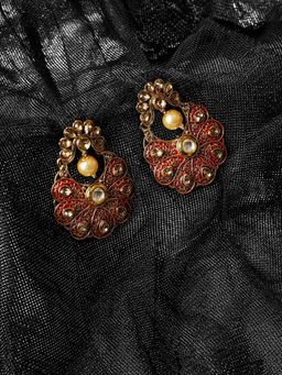PANASH - Gold-Plated Red Contemporary Studs