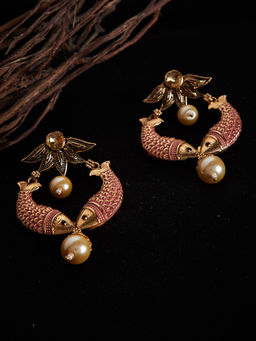PANASH - Gold-Plated Handpainted Pearl Drop Earrings