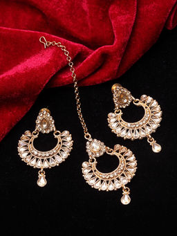 PANASH - Gold-Plated White Kundan Stone Studded Handcrafted Sustainable Jewellery Set (Set of 2)