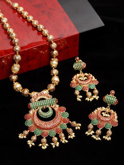 PANASH - Women Gold-Plated and Multicoloured Handpainted Jewellery Set (Set of 2)