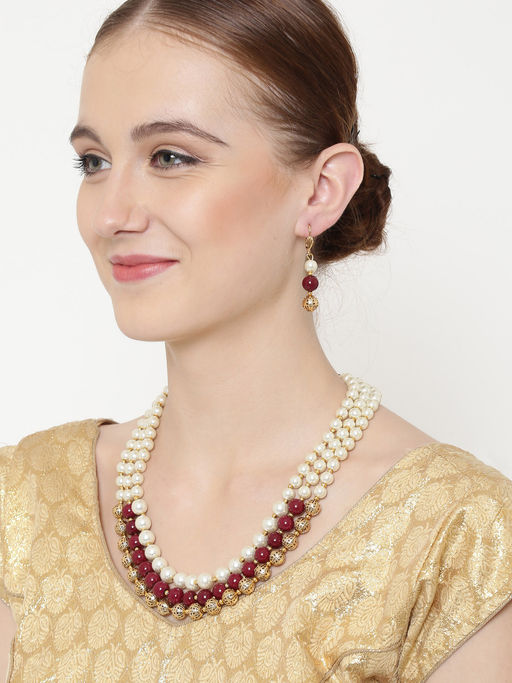 PANASH Gold-Plated Handcrafted Pearl Jewellery Set (Set of 2)