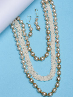 PANASH - Gold-Plated White Pearl Beaded Handcrafted Jewellery Set