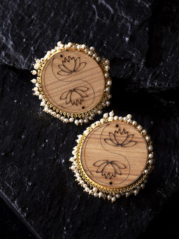 PANASH - Kalakriti Circular Shaped Wooden Drop Earrings