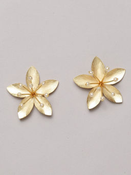 PANASH - Gold-Toned and White Floral Studs For Girl and Women