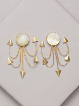 PANASH - Gold-Toned & Off-White Classic Drop Earrings For Girl & Women