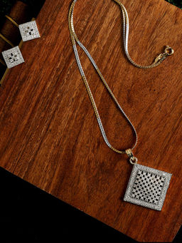 PANASH - Gold-Plated Silver-Toned Cubic Zirconia Studded Handcrafted Jewellery Set (Set of 2)