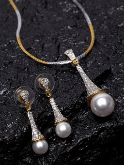 PANASH - PANASHE Gold-Plated Silver-Toned CZ Stone Studded Handcrafted Jewellery Set (Set of 2)