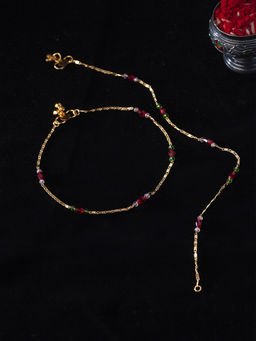 PANASH - Set of 2 Gold-Plated Handcrafted Beaded Anklets