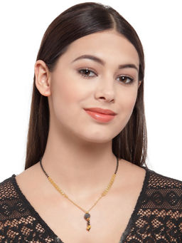 PANASH - Women Gold-Plated and Cubic -Zirconia Studded Mangalsutra