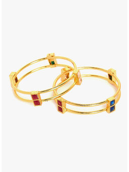 PANASH - Set Of 2 Gold-toned Embellished Bangles