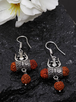 PANASH - Oxidised Silver-toned Rudraksh Drop Earrings