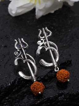 PANASH - Oxidised Silver-toned Rudraksh Drop Earrings