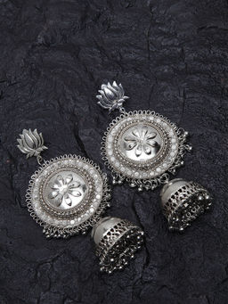 PANASH - Silver-Plated Dome Shaped Oversized Jhumka