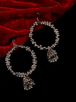 PANASH - Silver-Toned Oxidized Contemporary Jhumkas