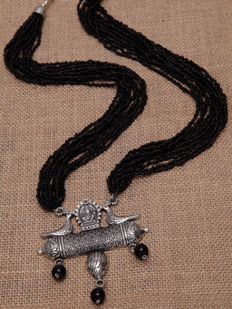 PANASH - Oxidised Silver-Plated Peacock Shaped Handcrafted Necklace