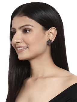 PANASH - Oxidised Silver Plated Floral Studs