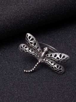 PANASH - Oxidised Silver Plated Adjustable Finger Ring
