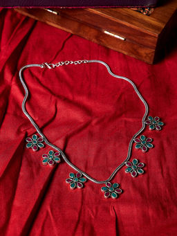 PANASH - Silver-Toned Floral Handcrafted Necklace