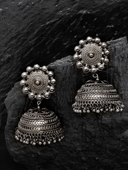 PANASH - Black Dome Shaped Statement Jhumkas