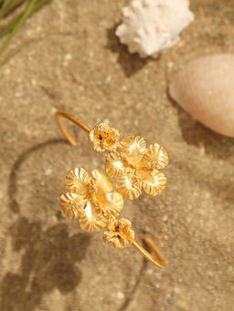 Pipa Bella by Nykaa Fashion - Gold Floral Adjustable Cuff Bracelet