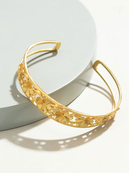 Pipa Bella by Nykaa Fashion - Gold-Toned Adjustable Floral Cuff Bracelet