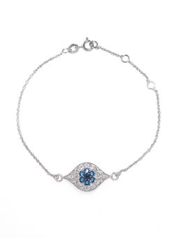 Pipa Bella by Nykaa Fashion - Dainty Silver CZ Studded Evil Eye Bracelet