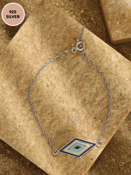 Pipa Bella by Nykaa Fashion - Minimal Silver Plated Enamel Evil Eye Bracelet