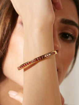 Pipa Bella by Nykaa Fashion - Minimal Gold Plated Red Studded Bracelet